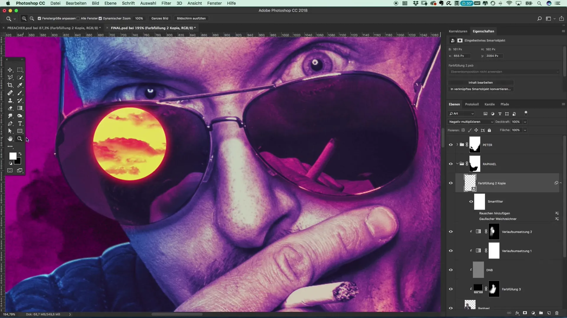 Filmplakat Design – Spiegelung in der Brille Effekte Filmplakat Design – Spiegelung in der Brille Effekte