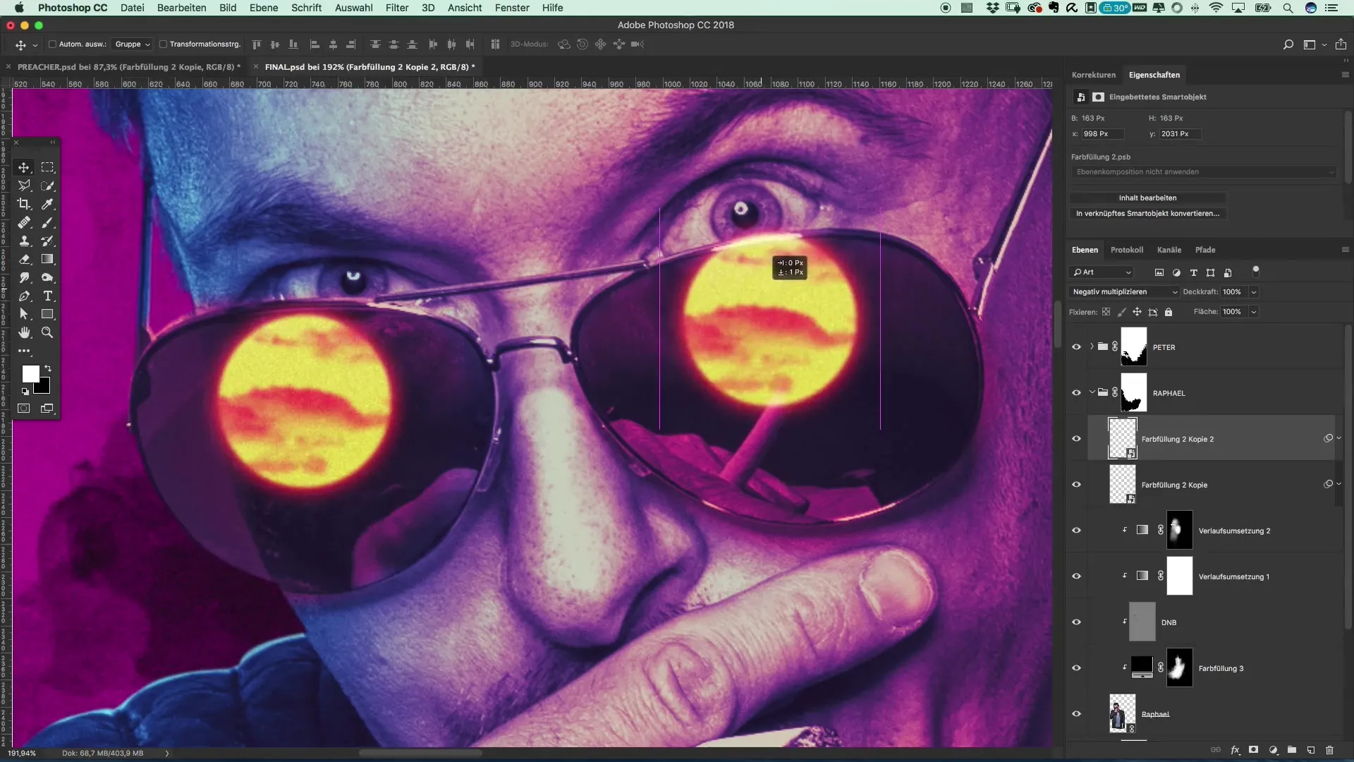 Filmplakat Design – Spiegelung in der Brille Effekte Filmplakat Design – Spiegelung in der Brille Effekte