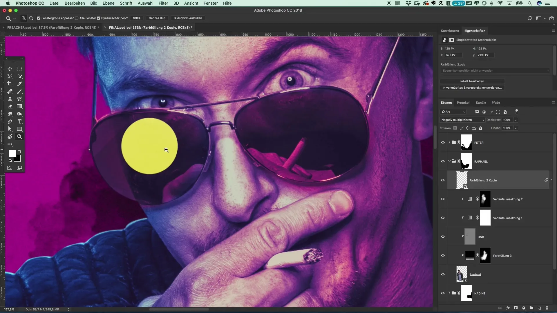 Filmplakat Design – Spiegelung in der Brille Effekte Filmplakat Design – Spiegelung in der Brille Effekte