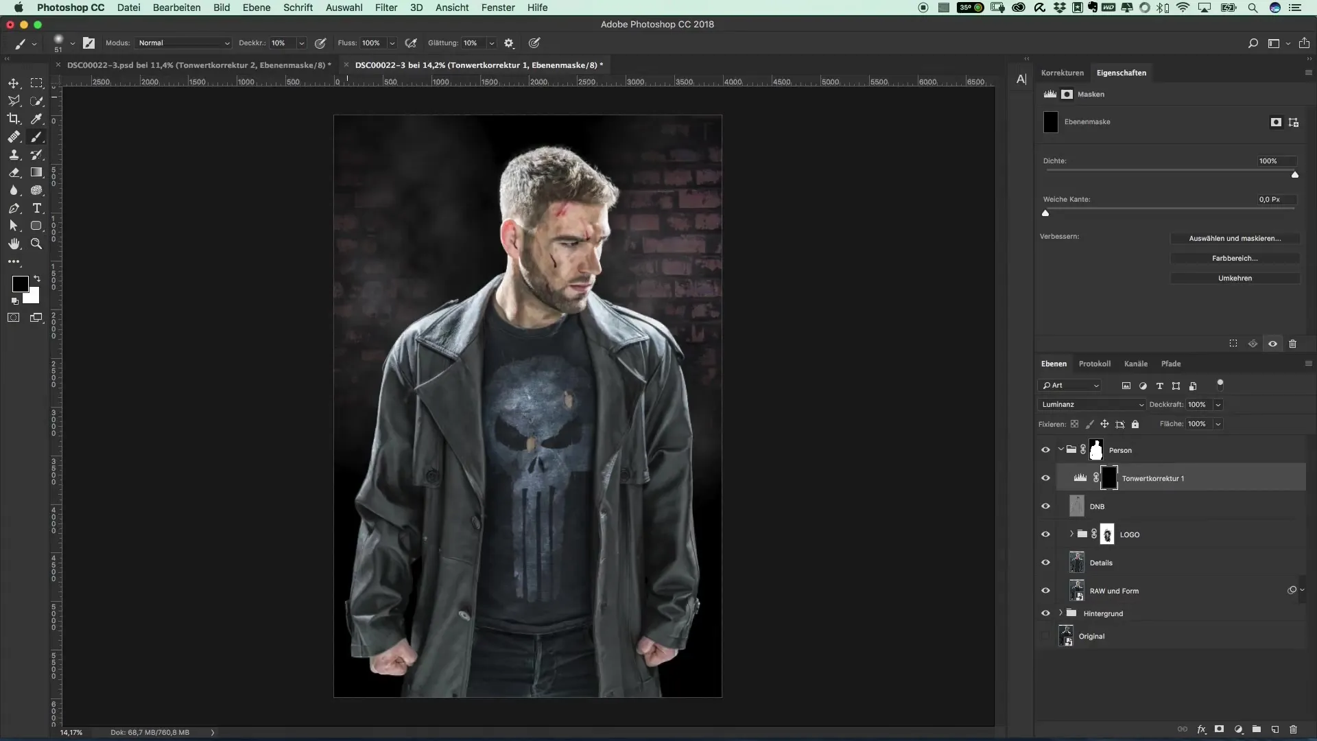 Adjustment of brightness and lighting for dark film looks Adjustment of brightness and light for dark film looks