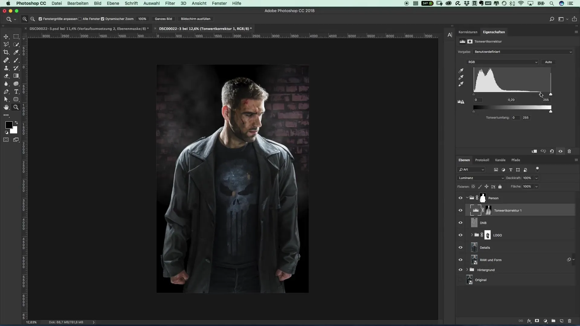 Adjustment of brightness and lighting for dark film looks Adjustment of brightness and light for dark film looks