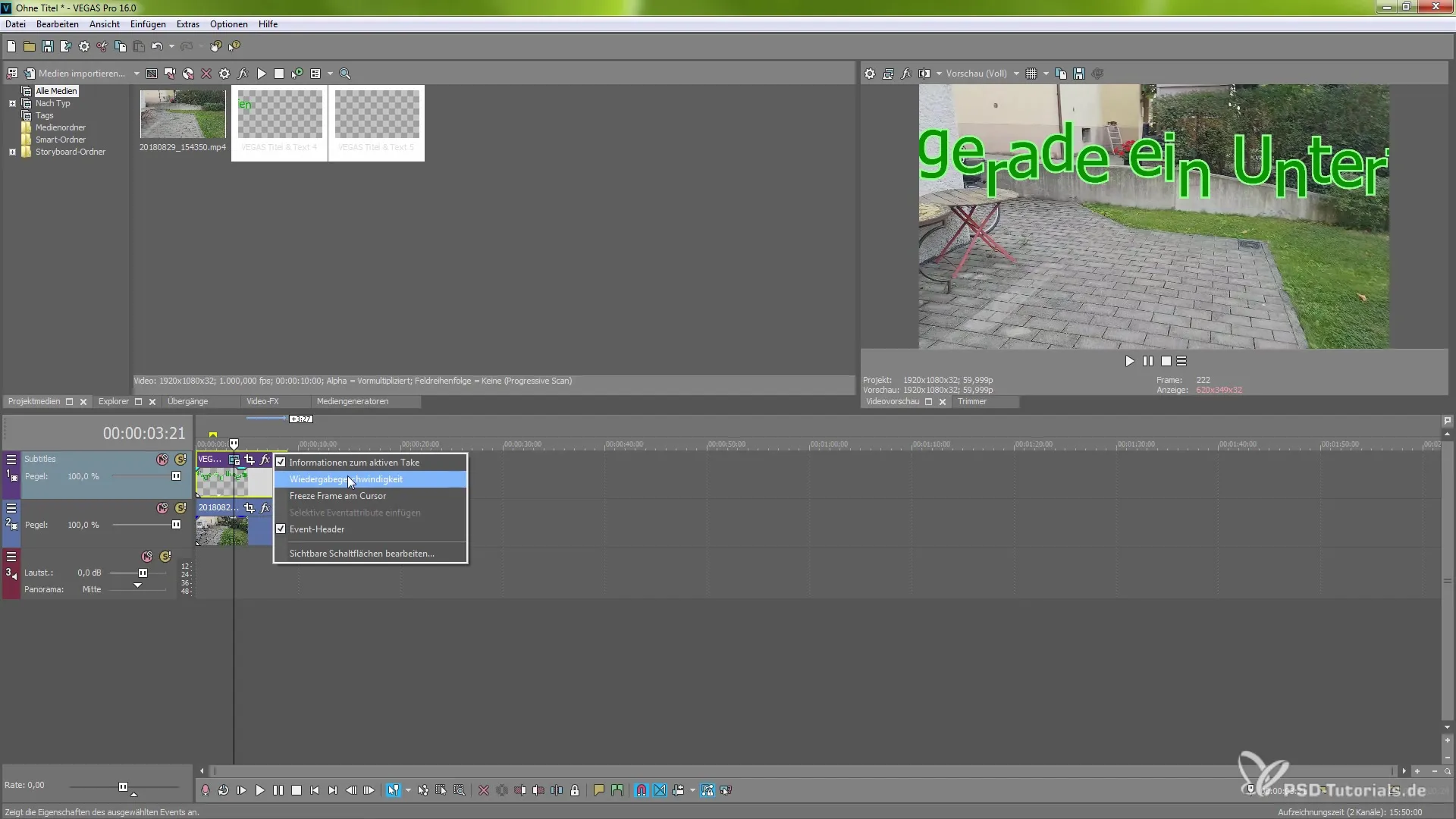 Crear y ajustar subtítulos de manera eficiente en VEGAS Pro 16 Crear y ajustar subtítulos de manera eficiente en VEGAS Pro 16