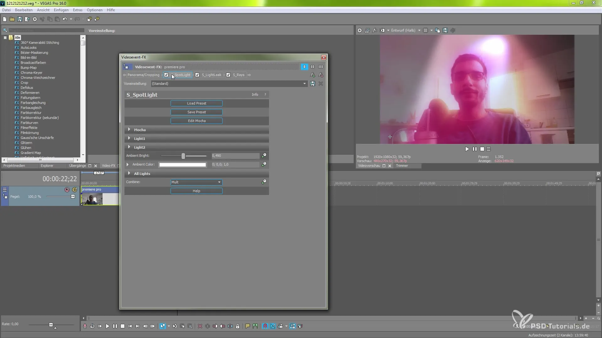 Innovative Lichteffekte in MAGIX VEGAS Pro 16 Innovative Lichteffekte in MAGIX VEGAS Pro 16