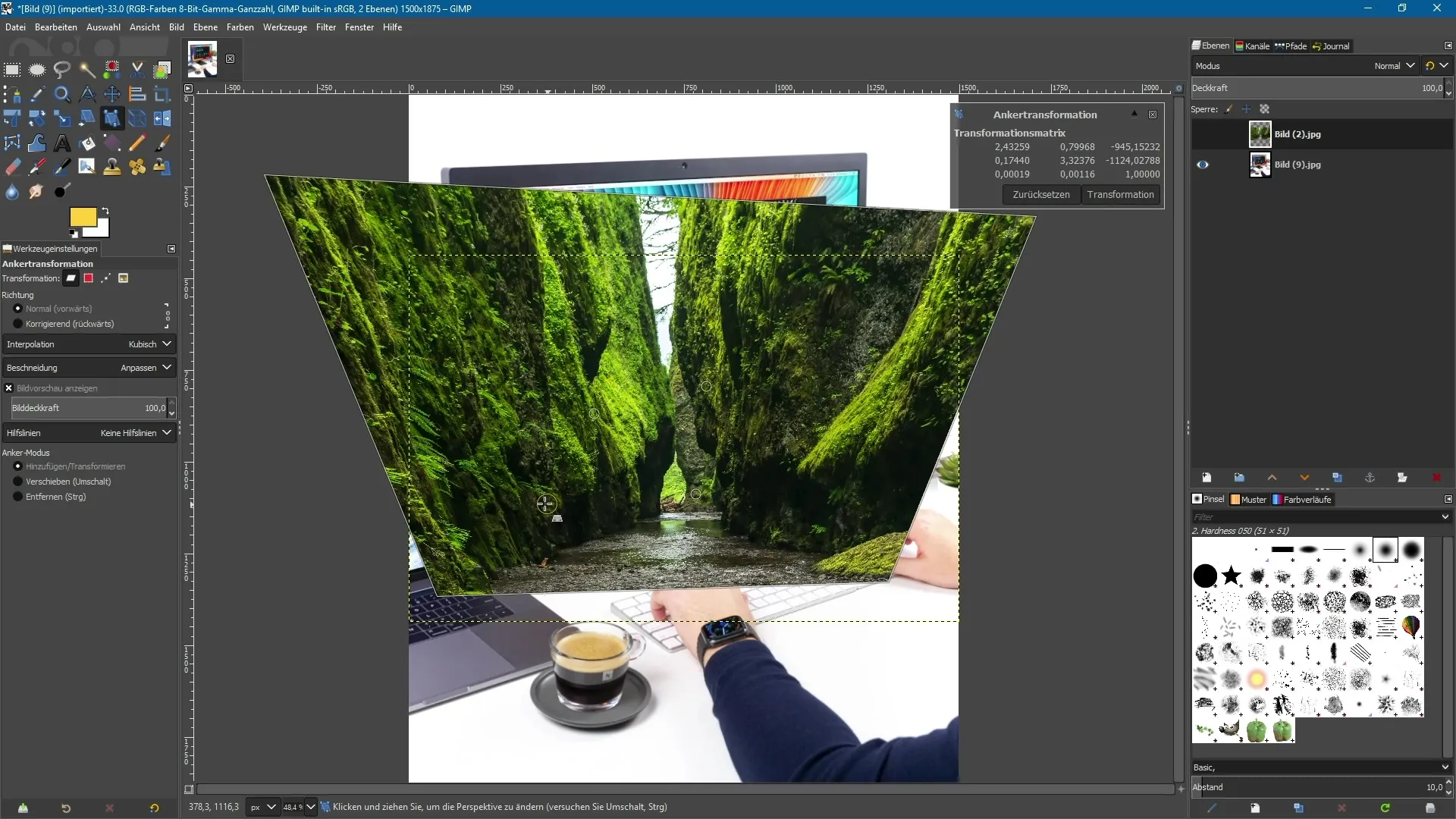 Utilizar la herramienta de transformación de anclaje de manera efectiva en GIMP 2.10 Utilizar de manera efectiva la herramienta de transformación de ancla en GIMP 2.10