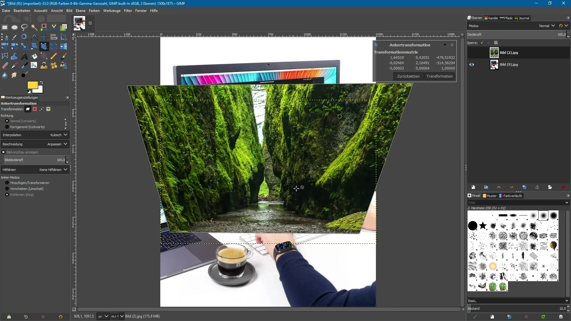 Utilizar la herramienta de transformación de anclaje de manera efectiva en GIMP 2.10 Utilizar eficazmente la herramienta de transformación anclada en GIMP 2.10