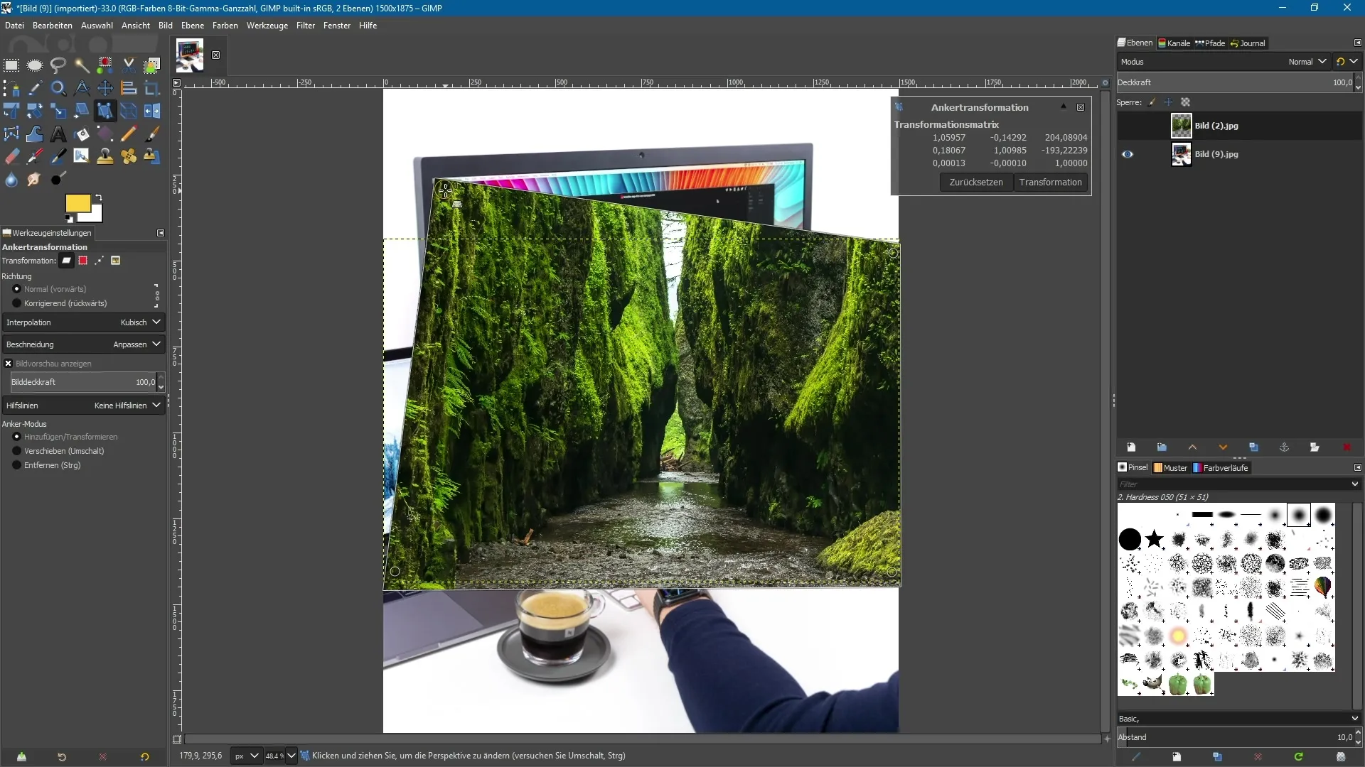 Utilizar efectivamente la herramienta de transformación de ancla en GIMP 2.10 Utilizar eficazmente la herramienta de transformación de anclaje en GIMP 2.10