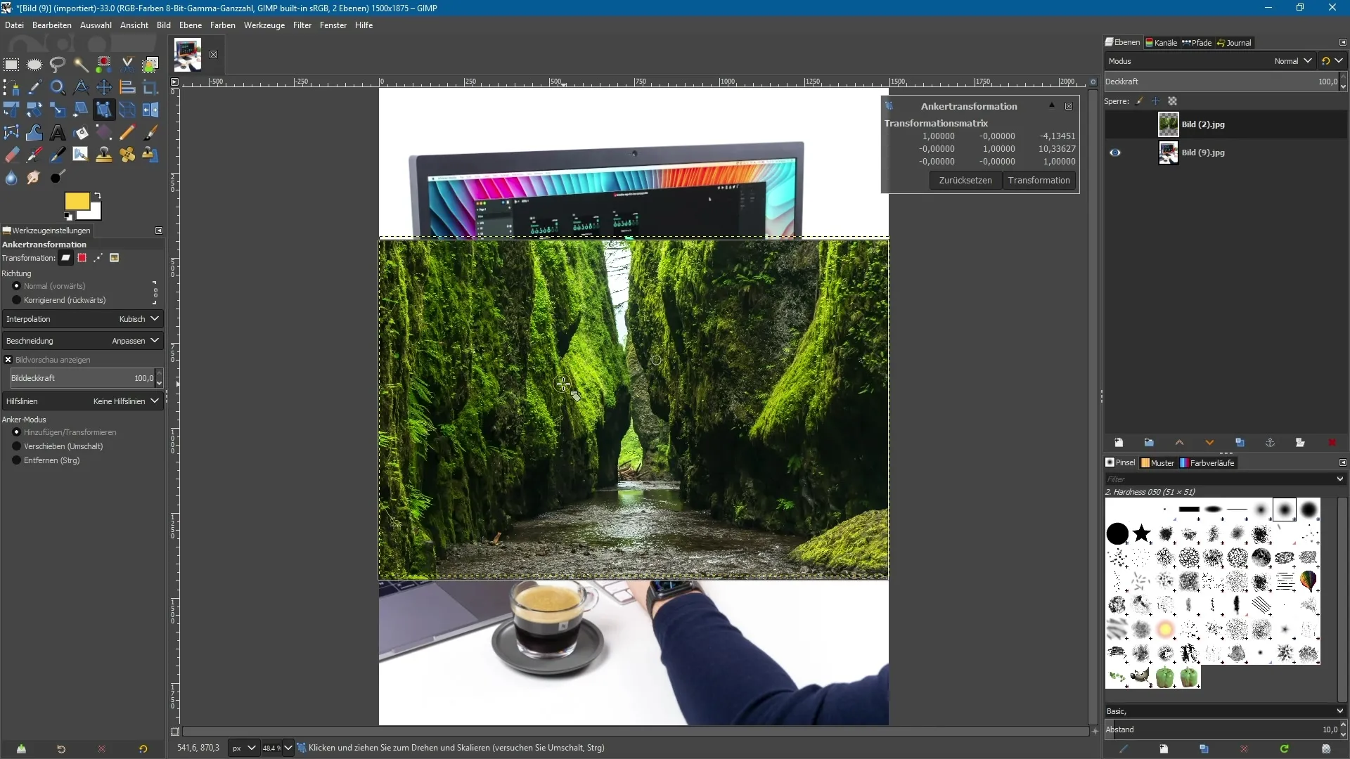 Utilizar de manera efectiva la herramienta de transformación de anclaje en GIMP 2.10 Utilizar de manera efectiva la herramienta de transformación de anclaje en GIMP 2.10