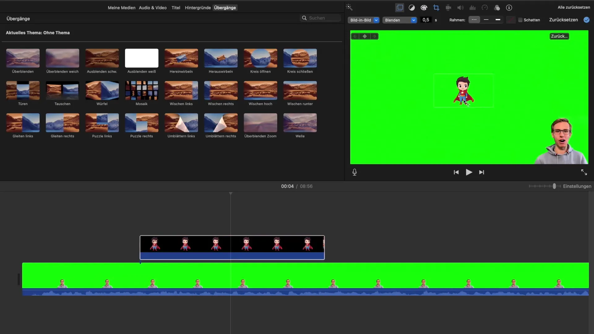 Ефективно вмъкване на изображения и визуални елементи в iMovie Ефективно вмъкване на изображения и визуални елементи в iMovie