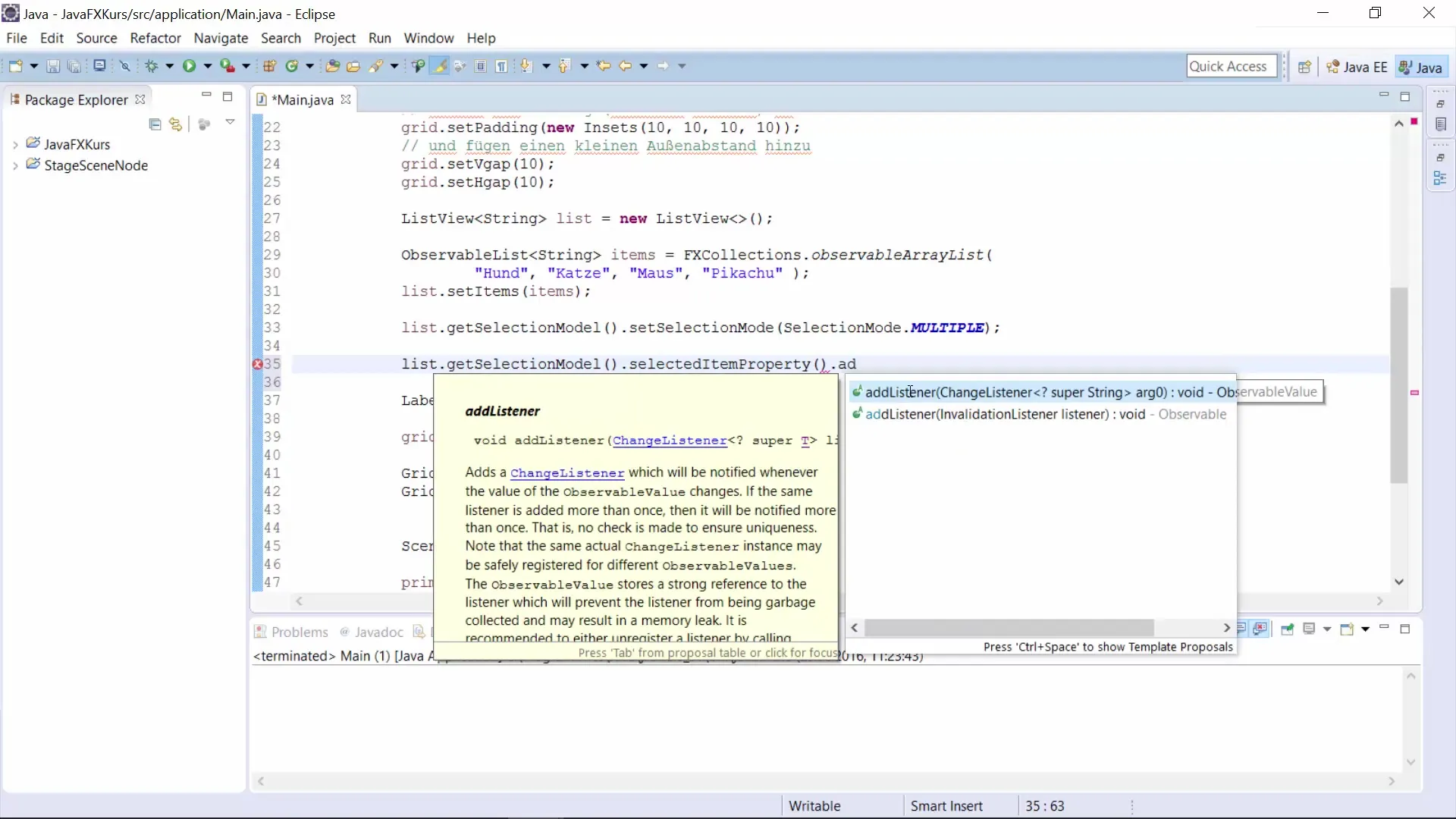 Erstelle einen JavaFX ListView für interaktive GUIs Erstelle einen JavaFX ListView für interaktive GUIs