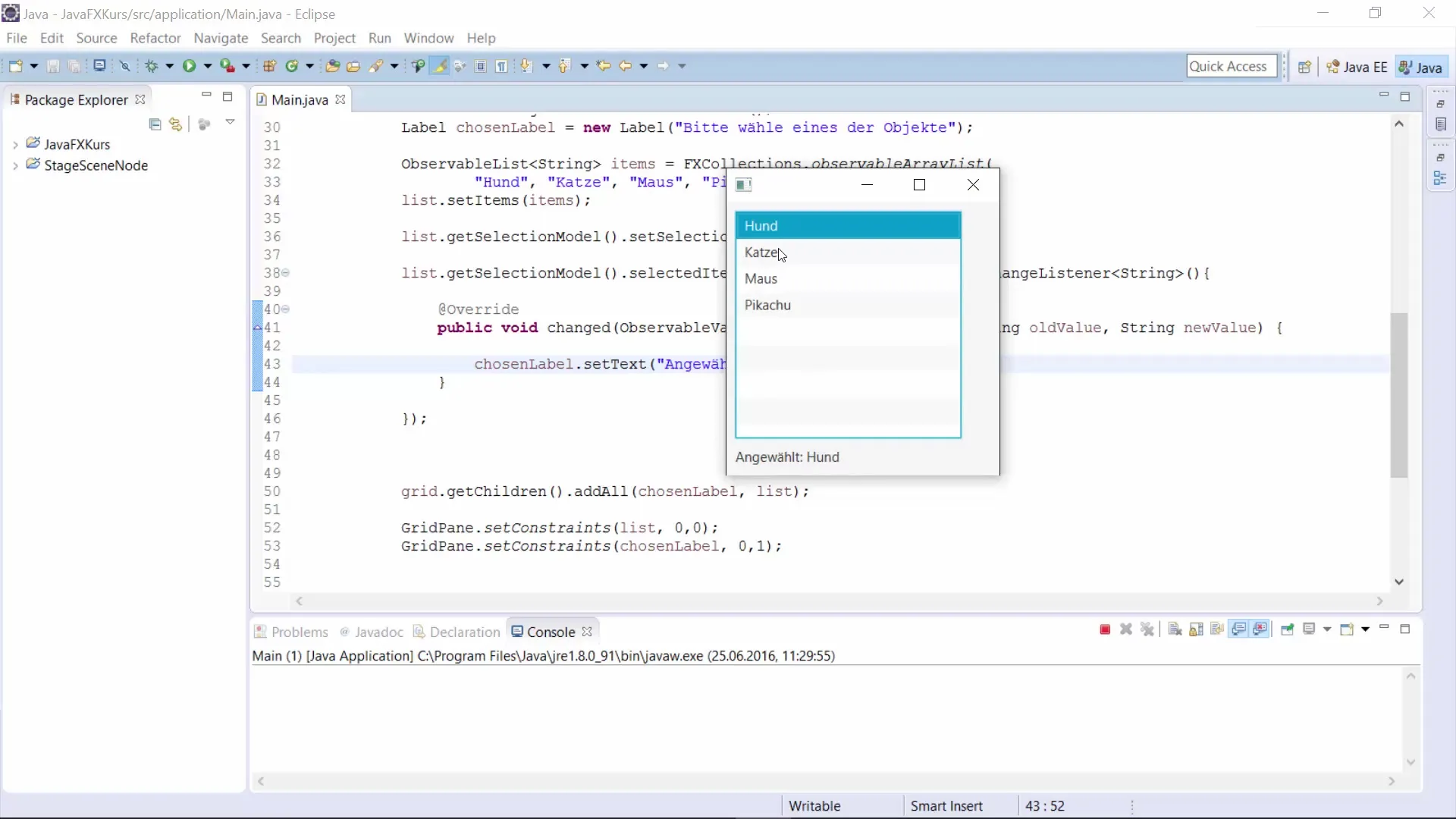 Erstelle einen JavaFX ListView für interaktive GUIs Erstelle einen JavaFX ListView für interaktive GUIs
