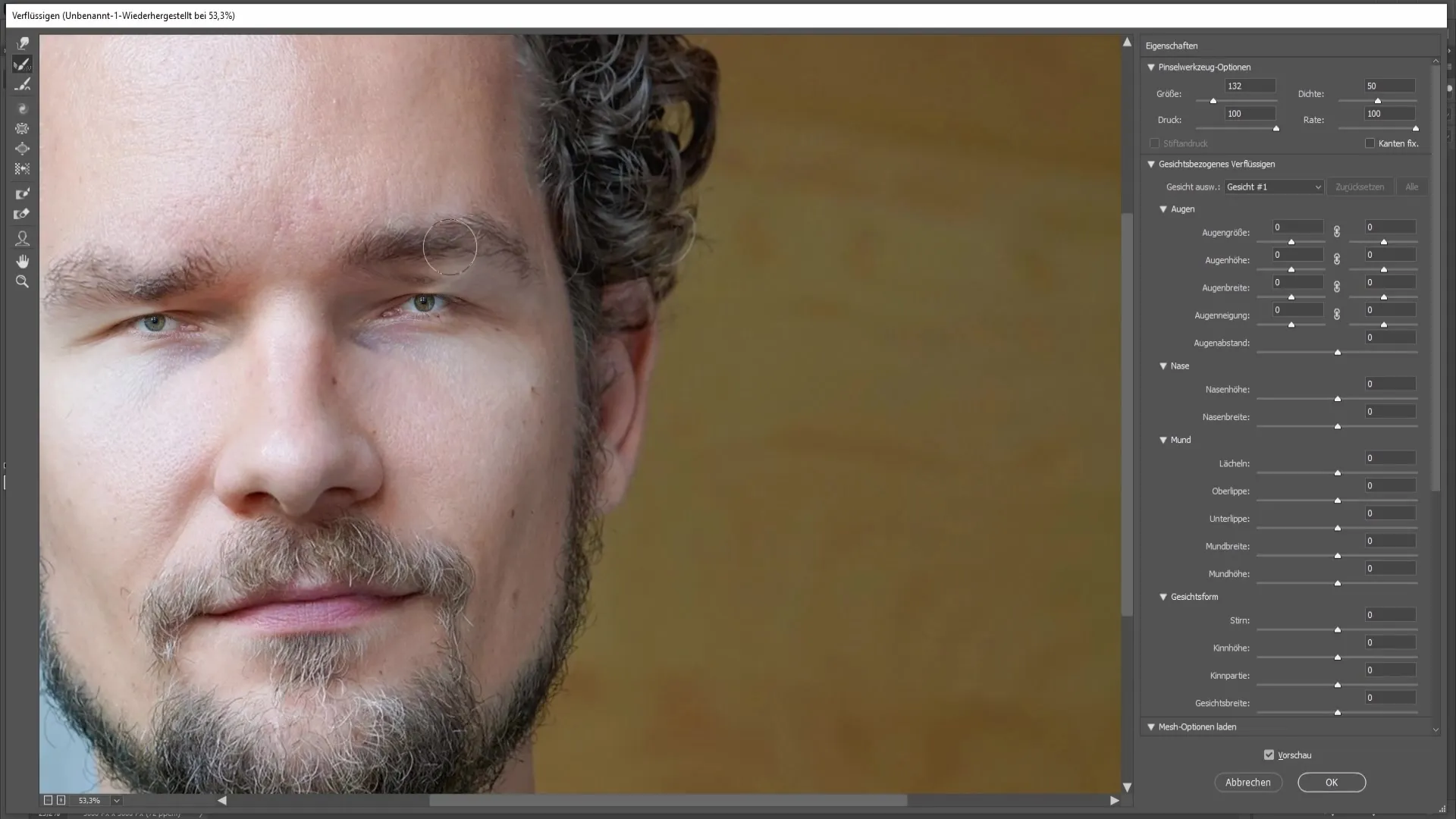 Creatieve effecten: de ogen en mond verkleinen in Photoshop