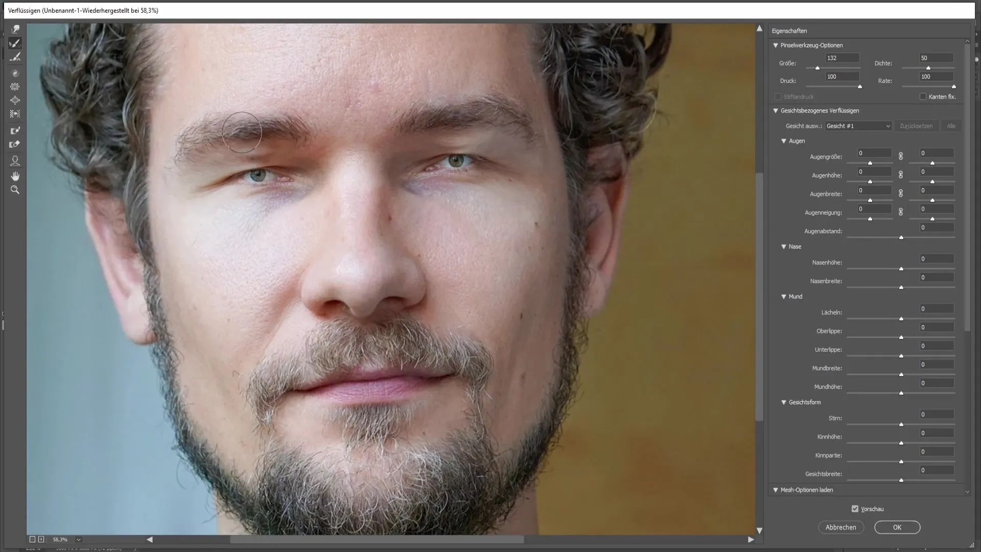 Creatieve effecten: ogen en mond verkleinen in Photoshop