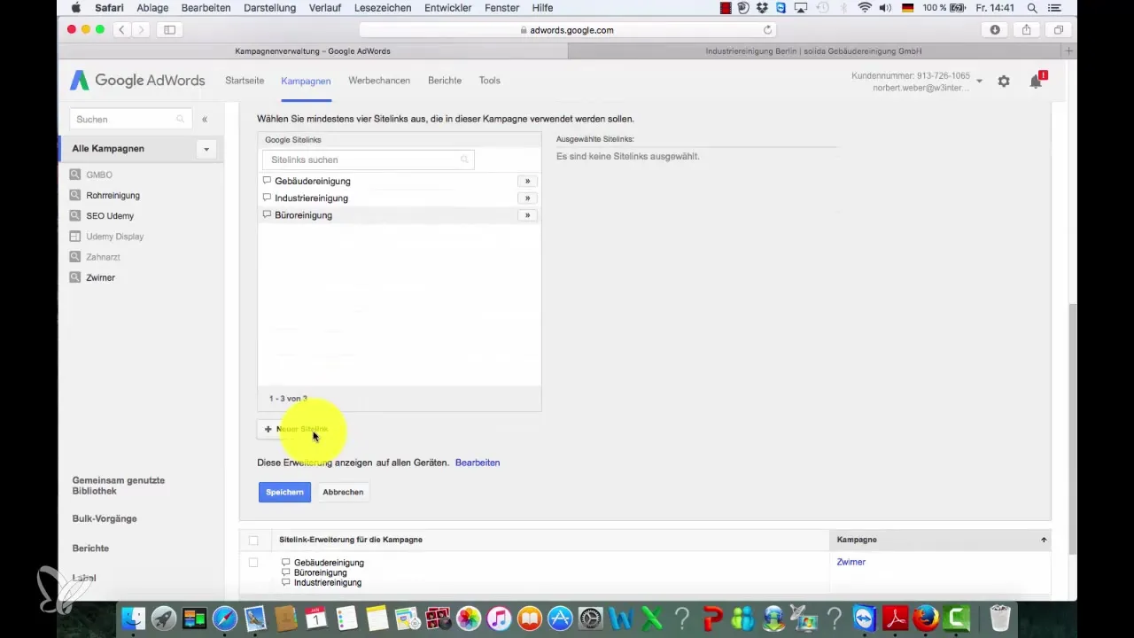 Succesful Sitelinks oprette for Google Ads Succesful Sitelinks oprette til Google Ads