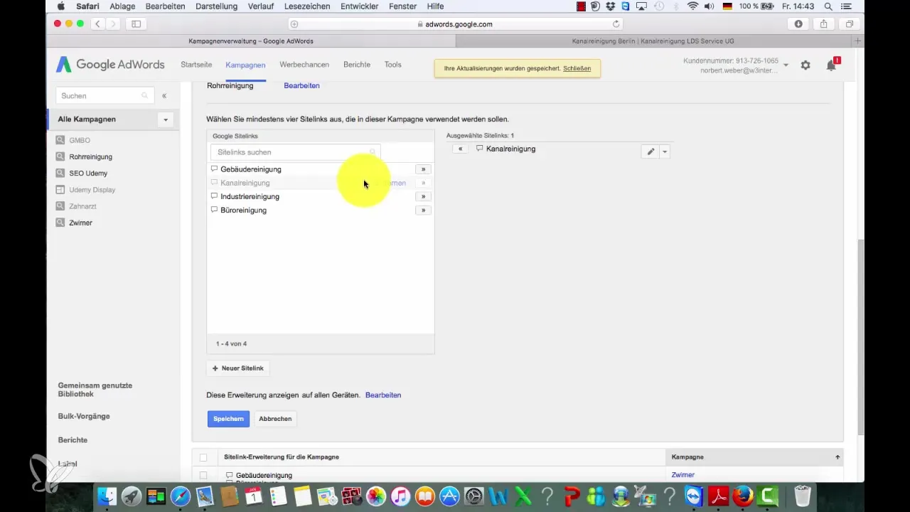 Succesfuldt oprette Sitelinks til Google Ads Succesful Sitelinks oprette til Google Ads