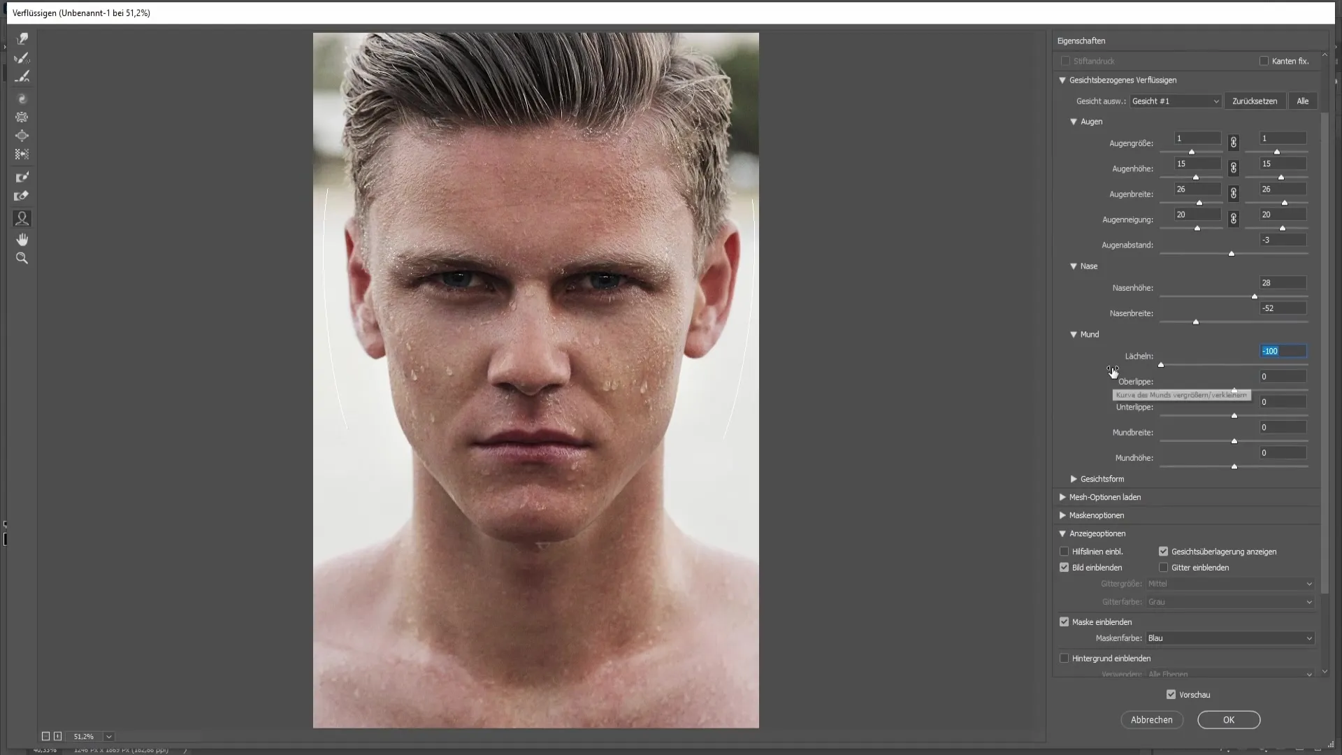 Rediger ansigtsproportionerne i Photoshop - En trin-for-trin-guide