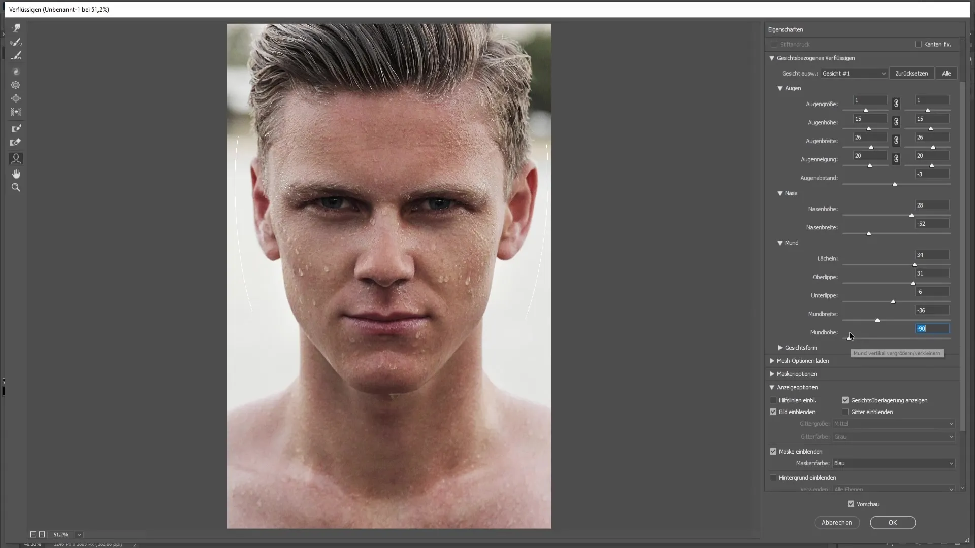 Rediger ansigtets proportioner i Photoshop - En trin-for-trin vejledning