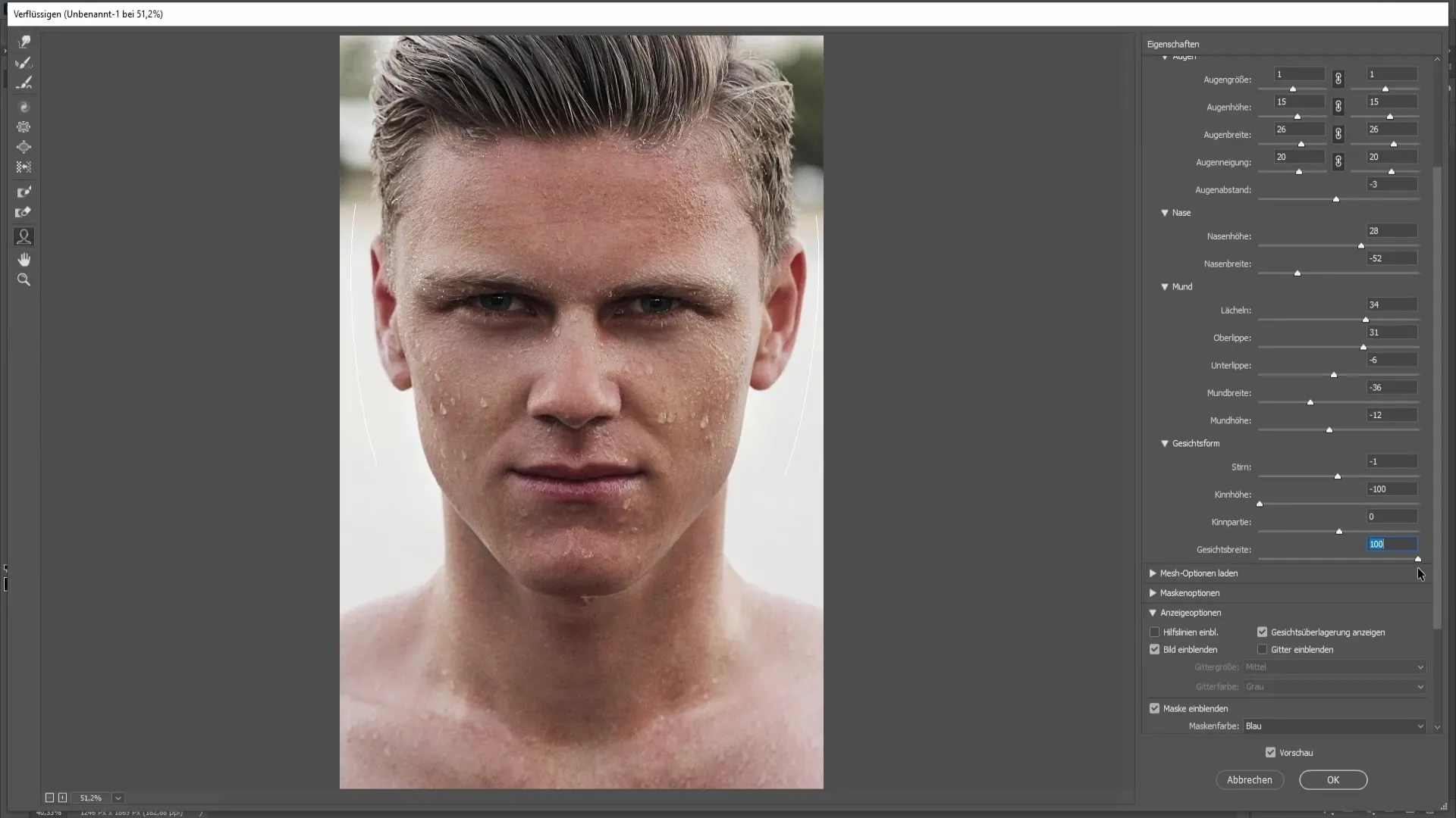Rediger ansigtets proportioner i Photoshop - en trin-for-trin vejledning