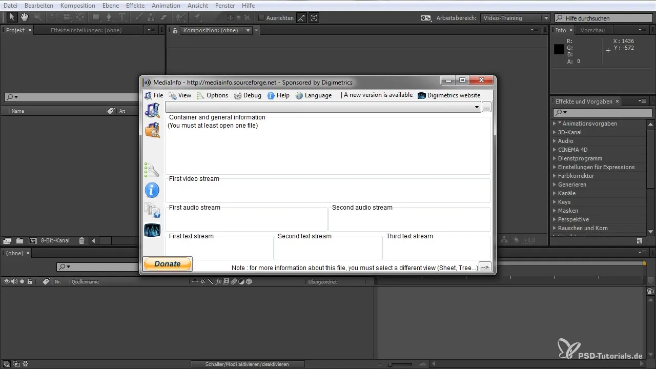 Create a new project in After Effects and design it optimally Create a new project in After Effects and design it optimally