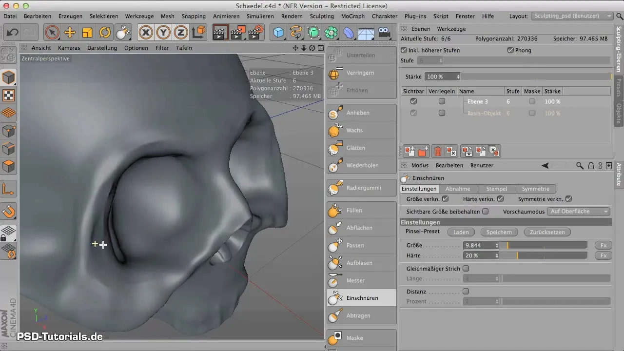 Edge Contouring with the "Pinch" Tool in CINEMA 4D Edge Contouring with "Tightening" Tool in CINEMA 4D