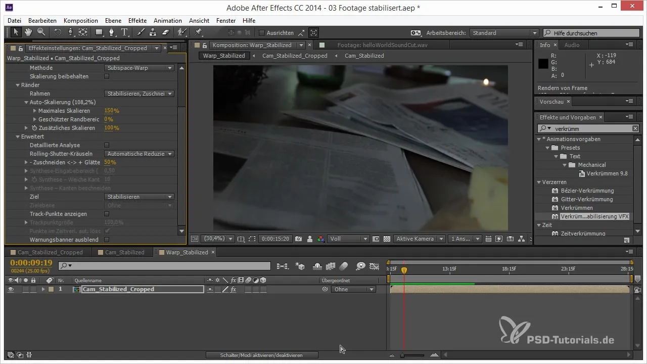 Efficient stabilization of 3D projects in After Effects Efficient stabilization of 3D projects in After Effects