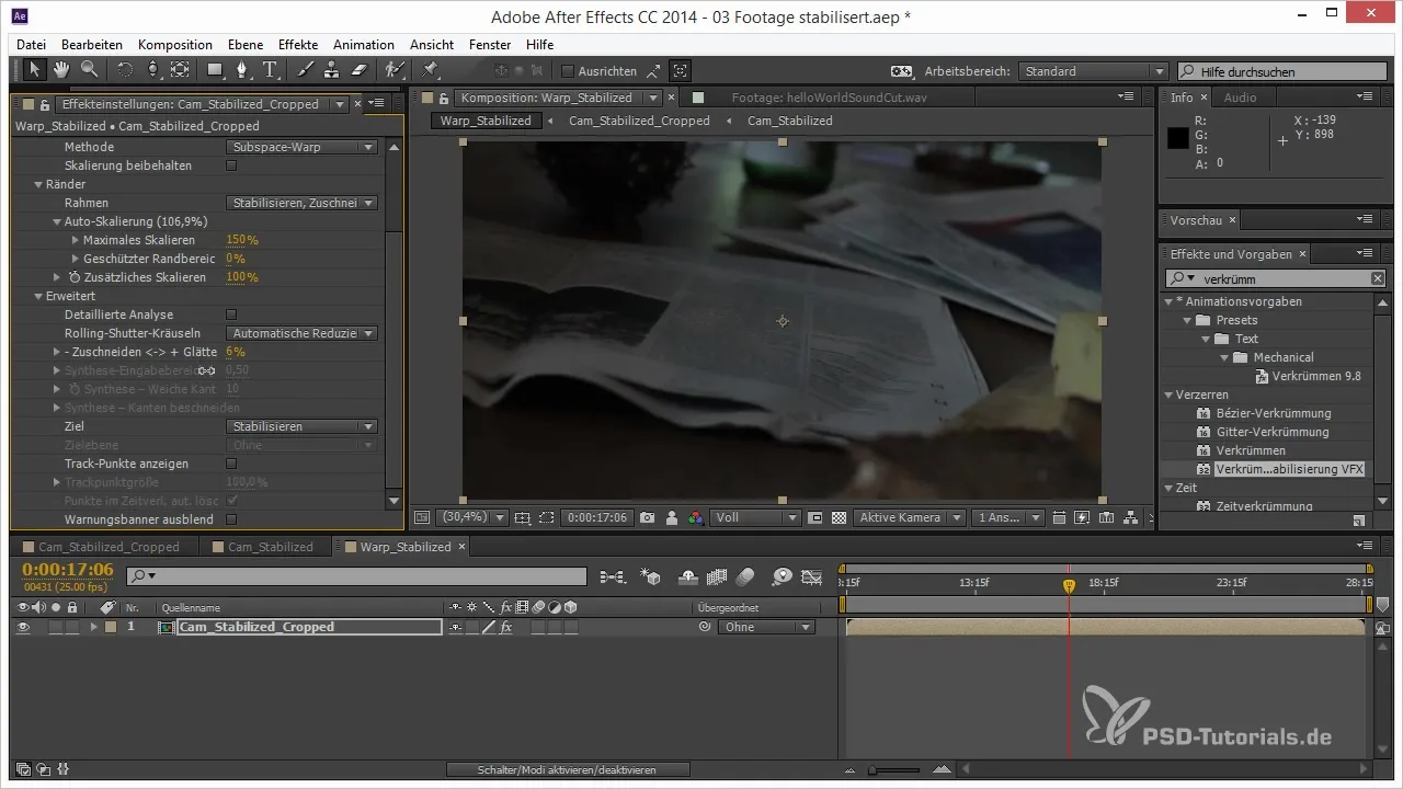 Efficient Stabilization of 3D Projects in After Effects Efficient stabilization of 3D projects in After Effects