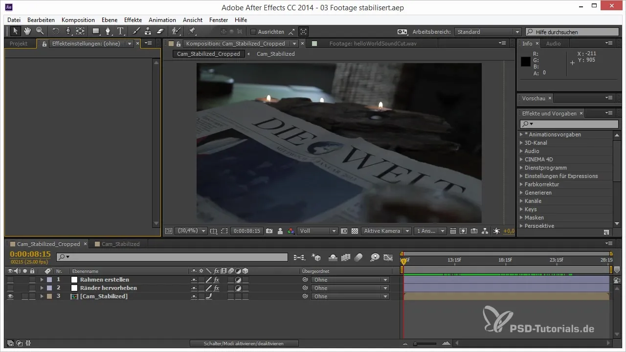 Efficient stabilization of 3D projects in After Effects Efficient stabilization of 3D projects in After Effects