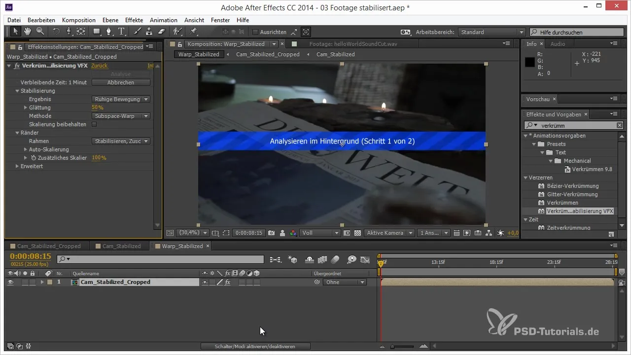 Efficient stabilization of 3D projects in After Effects Efficient stabilization of 3D projects in After Effects