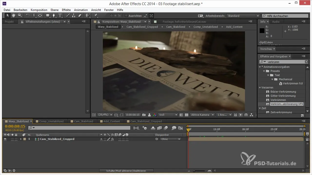 Efficient stabilization of 3D projects in After Effects Efficient stabilization of 3D projects in After Effects