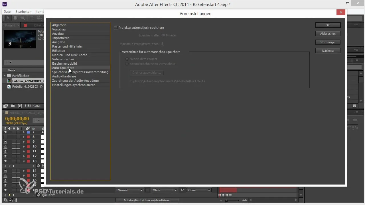 Activer et utiliser la sauvegarde automatique dans After Effects Activer et utiliser la sauvegarde automatique dans After Effects