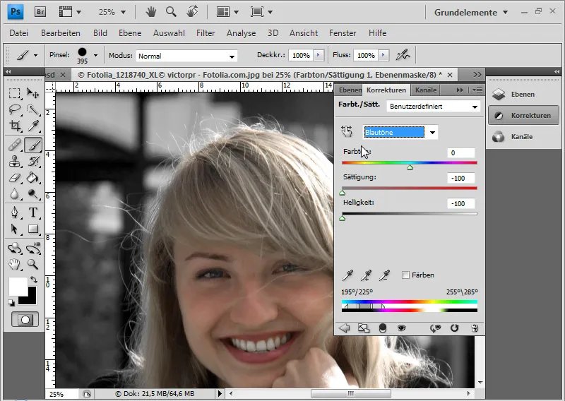 Cut out hair in the best possible way with difficult backgrounds using selection sectors
