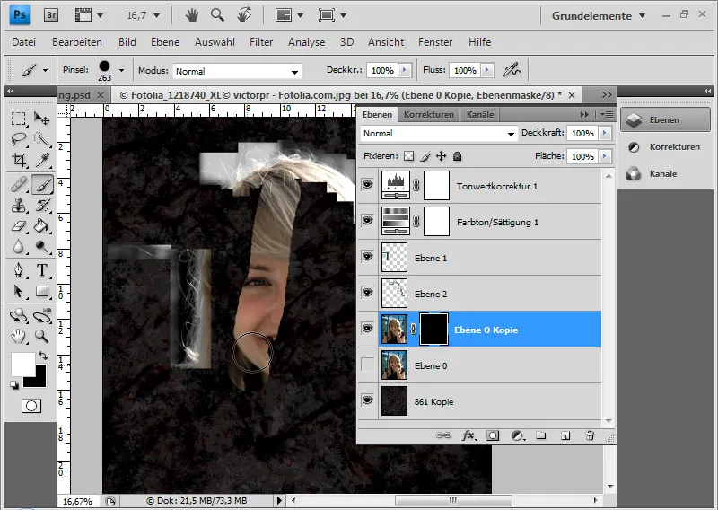 Cut out hair in the best possible way with difficult backgrounds using selection sectors