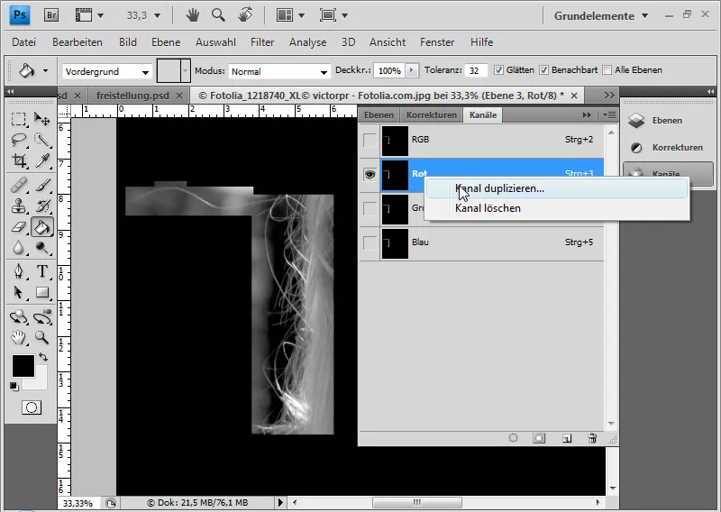Cut out hair in the best possible way with difficult backgrounds using selection sectors