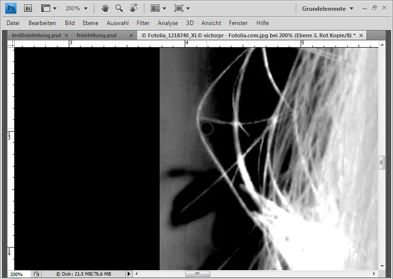 Cut out hair in the best possible way with difficult backgrounds using selection sectors