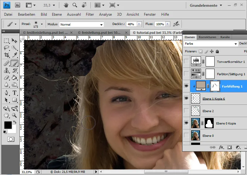 Cut out hair in the best possible way with difficult backgrounds using selection sectors
