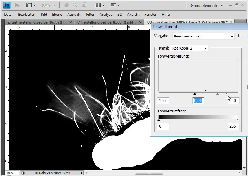 Cut out hair in the best possible way with difficult backgrounds using selection sectors