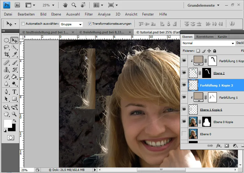 Cut out hair in the best possible way with a difficult background using selection sectors