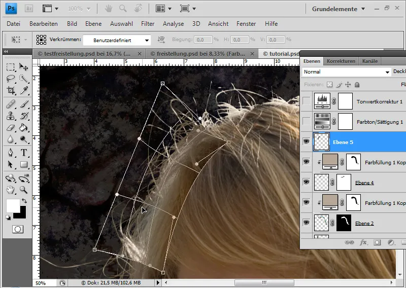 Cut out hair in the best possible way with difficult backgrounds using selection sectors
