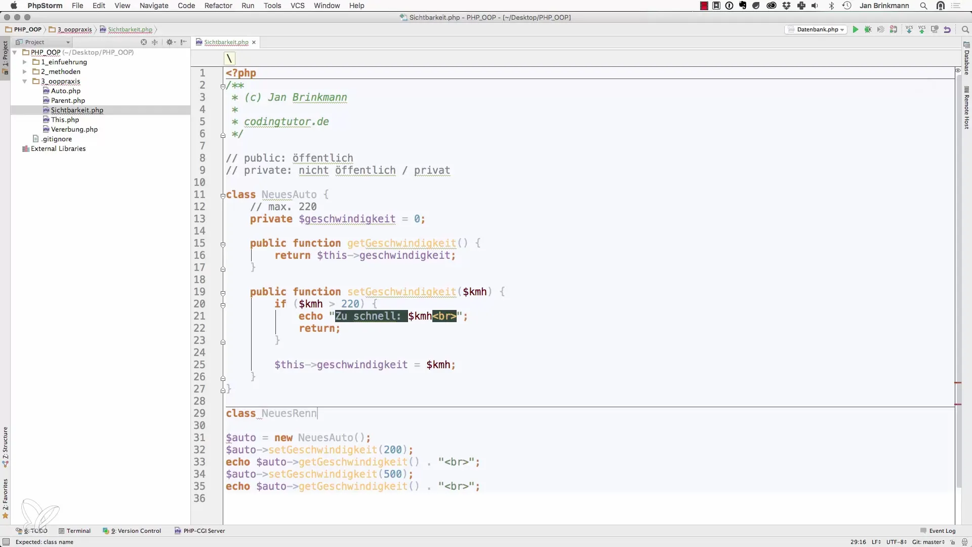 Visibilidad de propiedades en PHP – public, private y protected
