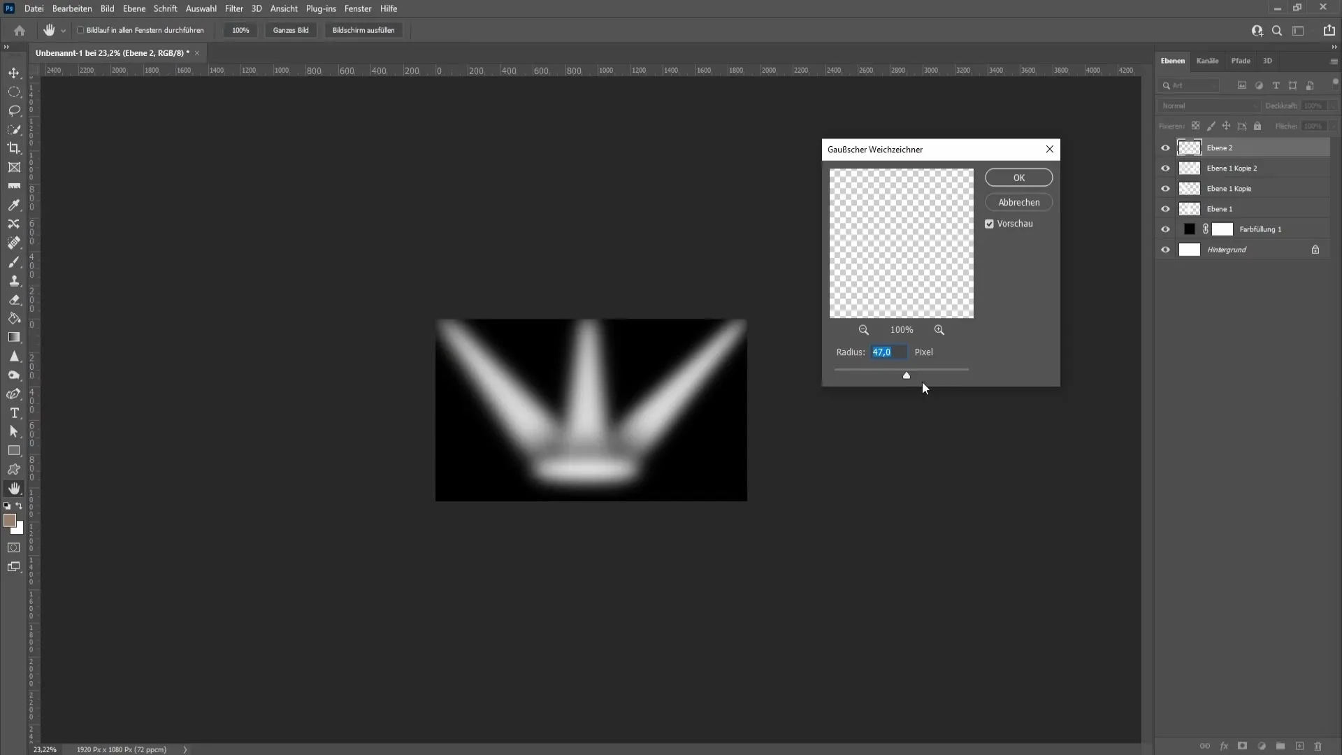 Viegla starmešu veidošana programmā Photoshop
