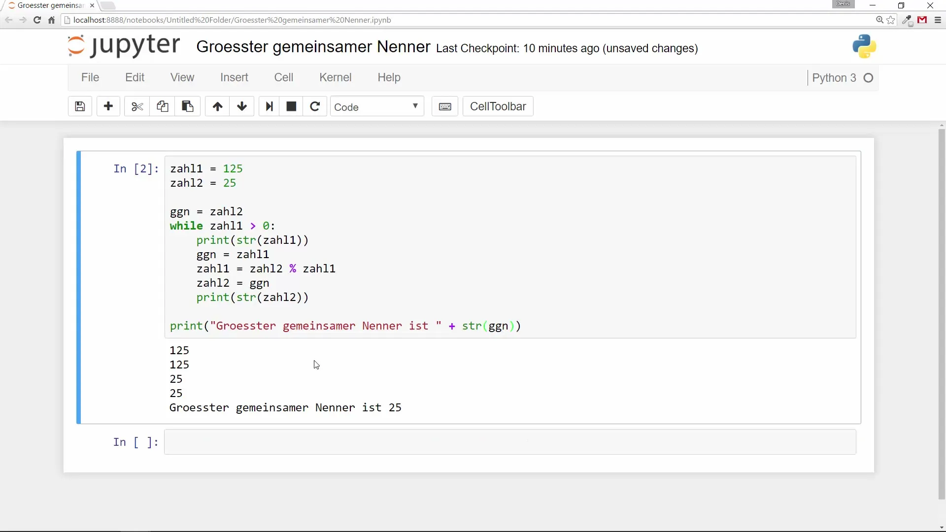 Python-Programmierung: Größter gemeinsamer Nenner finden Python-Programmierung: Größter gemeinsamer Nenner finden