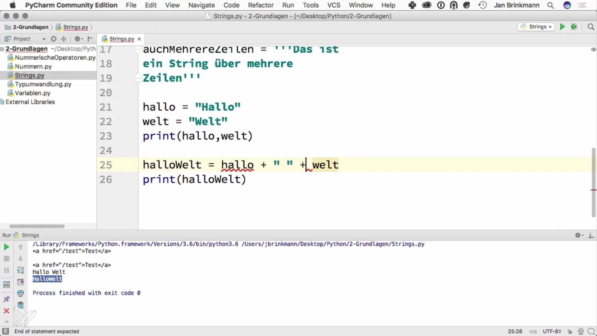 Grundlagen der Strings in Python programmieren Grundlagen der Strings in Python programmieren