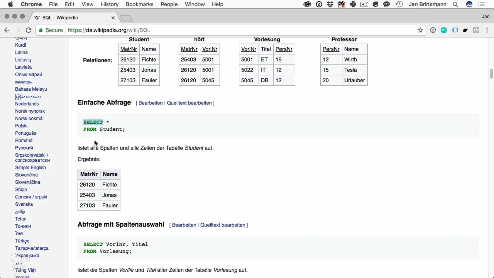 Fondamentaux des bases de données SQL en Python Bases de données SQL en Python