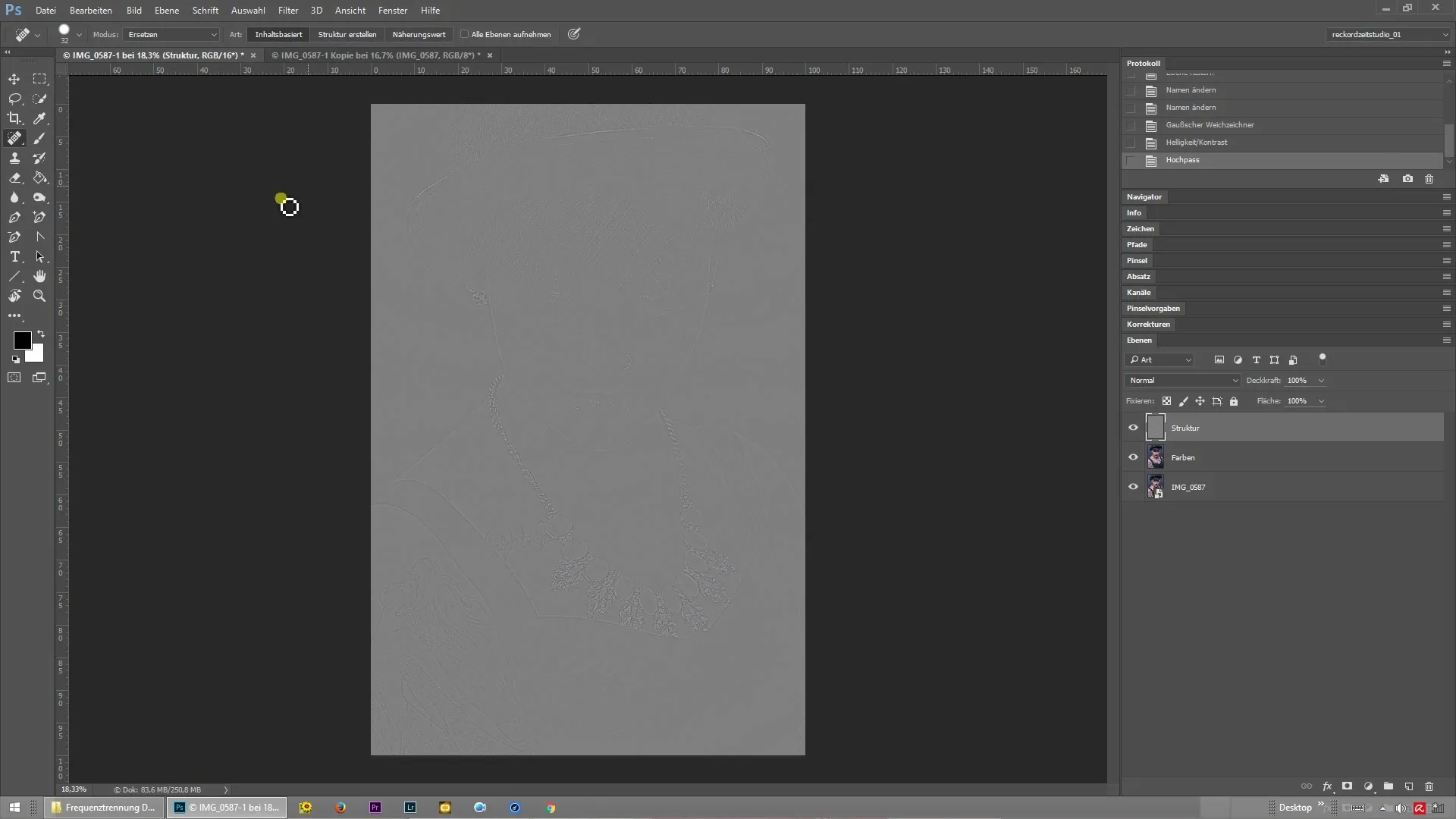 Filtro de paso alto para separación de frecuencias en Photoshop