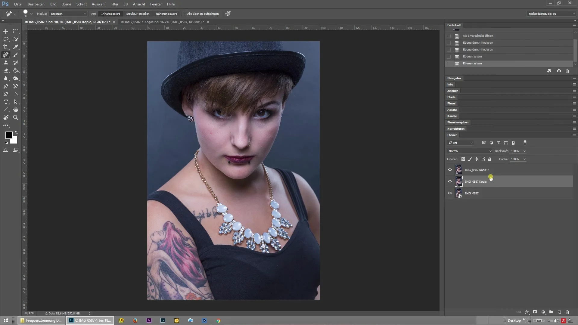 Filtro pasabandas para separación de frecuencias en Photoshop