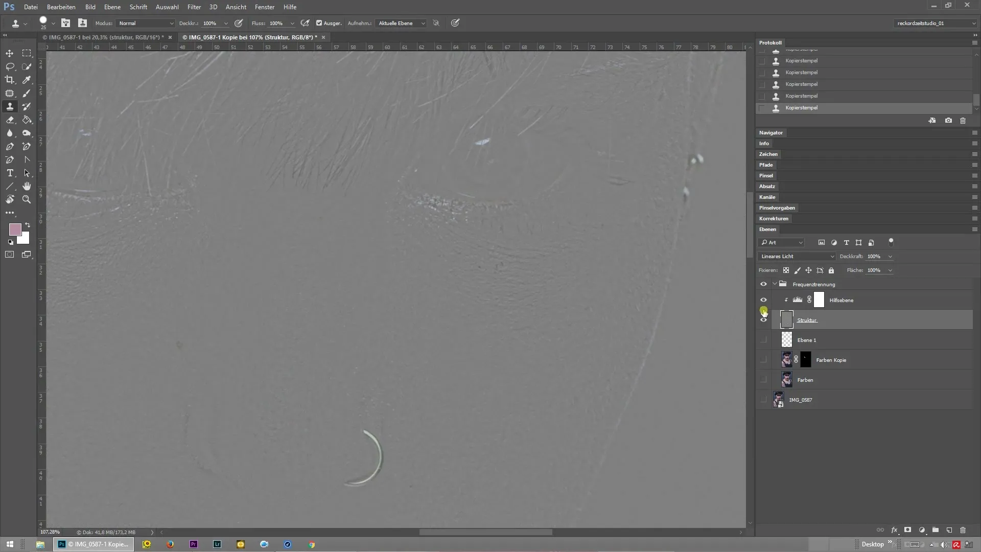Frequenztrennung in Photoshop: Hilfsebene einrichten Frequenztrennung in Photoshop: Hilfsebene einrichten