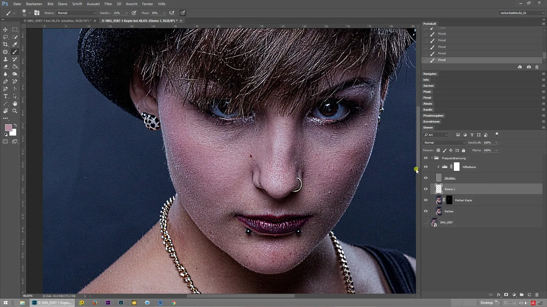 Frequenztrennung in Photoshop: Hilfsebene einrichten Frequenztrennung in Photoshop: Hilfsebene einrichten