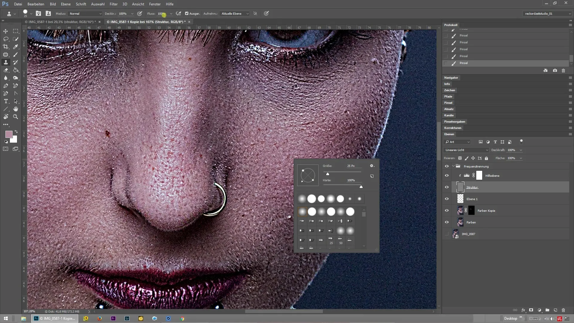 Frequenztrennung in Photoshop: Hilfsebene einrichten Frequenztrennung in Photoshop: Hilfsebene einrichten