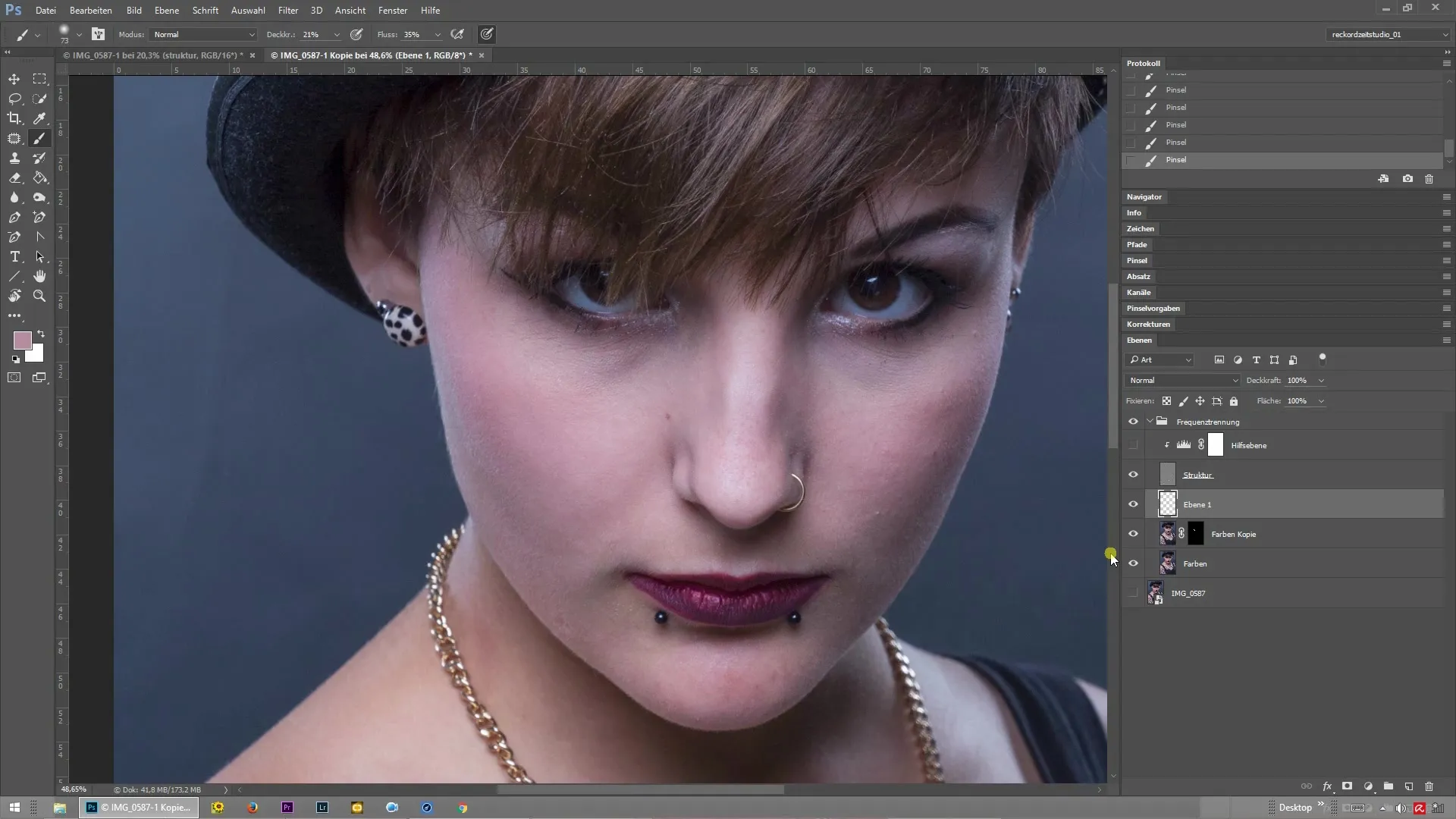 Frequenztrennung in Photoshop: Hilfsebene einrichten Frequenztrennung in Photoshop: Hilfsebene einrichten