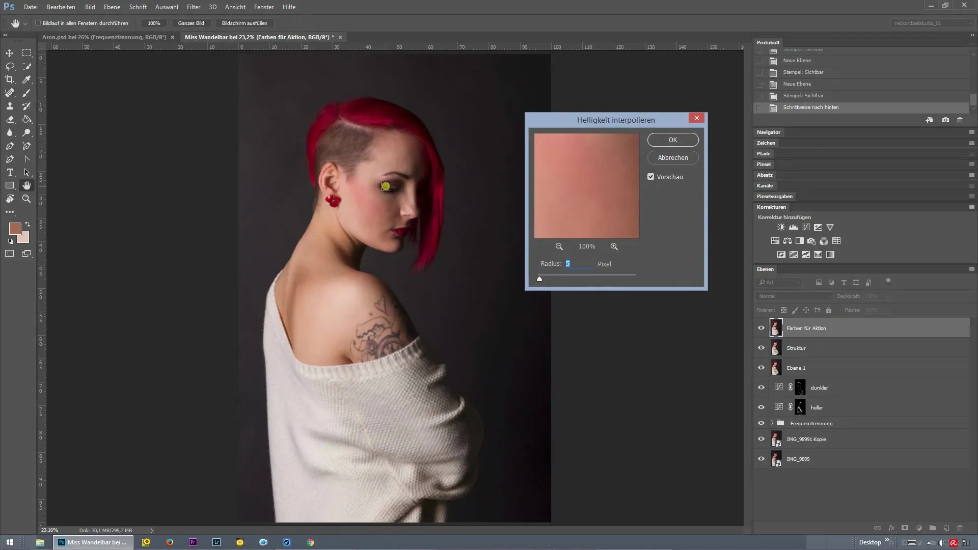 Gezielte Schärfung mit Frequenztrennung in Photoshop Gezielte Schärfung mit Frequenztrennung in Photoshop