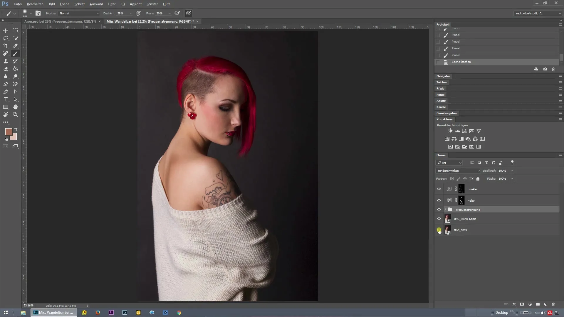 Gezielte Schärfung mit Frequenztrennung in Photoshop Gezielte Schärfung mit Frequenztrennung in Photoshop